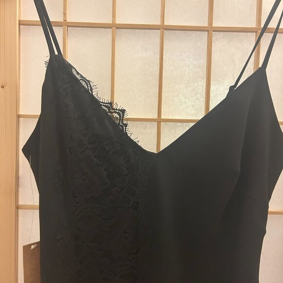 Rachel Roy Little Black Camisole Dress with Lace Trim and Asymmetrical Hem Sz 6 - Picture 7 of 14